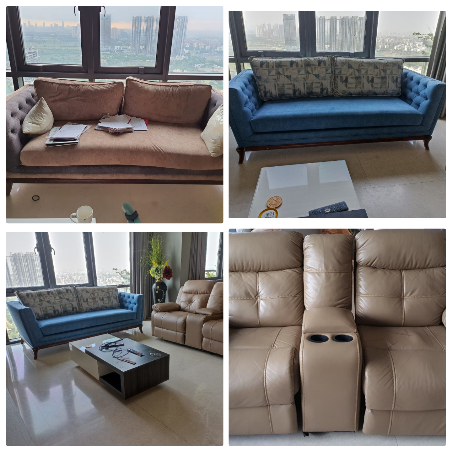 Before-after snapshots showcasing sofa repair expertise, restoring furniture's allure.